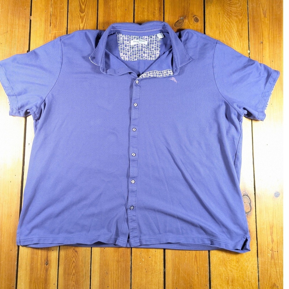 Tommy Bahama Men's 4XLT IslandZone Purple Supima Cotton Button Up‎ Shirt Resort
